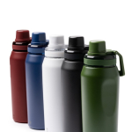 Garrafa de aço inoxidável reciclado com tampa translúcida e asa 600 ml cor branco vista detalhe 1