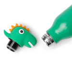 Garrafa térmica com design infantil e tampa com cabeça de animal 450ml cor verde vista detalhe 2