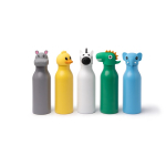 Garrafa térmica com design infantil e tampa com cabeça de animal 450ml cor verde vista detalhe 3