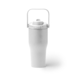 Garrafa térmica em aço inox reciclado com abertura por botão 550 ml cor branco segunda vista