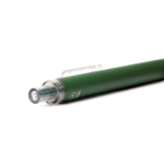 Esferográfica mate de alumínio reciclado com clipe transparente, tinta azul cor preto vista detalhe 2