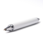 Esferográfica 2 em 1 de corpo metálico com ponta infinita e tinta azul cor branco vista detalhe 2