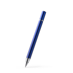 Esferográfica 2 em 1 com acabamento metalizado, lápis infinito e tinta azul cor vermelho primeira vista de uso