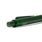 Esferográfica de alumínio reciclado com detalhes translúcidos, tinta azul cor preto vista detalhe 2