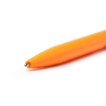 Esferográfica com clipe metálico e botão de bambu, tinta azul cor amarelo vista detalhe 1