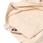 Saco de algodão com fecho de correr e fole 230 g/m2 vista detalhe 1