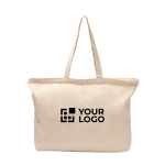 Saco de algodão com fecho de correr e fole 230 g/m2 vista principal