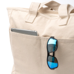 Saco de algodão reciclado com fecho de correr e bolsos 420 g/m2 cor natural vista detalhe 1