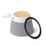 Altifalante sem fios com corpo em bambu e suporte magnético 5W cor cinzento-claro primeira vista de uso