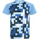 T-shirt técnica unissexo poliéster manga raglan 150 g/m² Roly Direct Ventor cor azul pastel primeira vista de uso