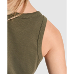 T-shirt sem mangas de senhora em malha canelada 270 g/m² Roly Direct Dribe cor verde militar vista detalhe 4