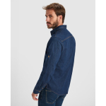 Camisa de ganga de algodão com tecido stretch 210 g/m² Roly Direct Lujan cor azul ganga vista detalhe 1