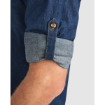 Camisa de ganga de algodão com tecido stretch 210 g/m² Roly Direct Lujan cor azul ganga vista detalhe 4