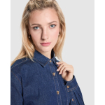 Camisa de ganga de algodão manga comprida 210 g/m² Roly Direct Lujan cor azul ganga vista detalhe 2