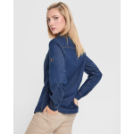 Camisa de ganga de algodão manga comprida 210 g/m² Roly Direct Lujan cor azul ganga vista detalhe 4