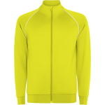 Sweatshirt desportiva unissexo com gola alta 210 g/m2 Roly Direct Valier cor amarelo fluorescente primeira vista de uso