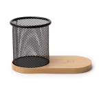 Porta-lápis multifunções com carregamento sem fios 15W e bambu cor natural segunda vista