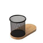 Porta-lápis multifunções com carregamento sem fios 15W e bambu vista principal