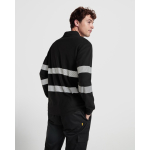 Polo unissexo de manga comprida alta visibilidade 220 g/m² Roly Foran cor preto vista detalhe 2