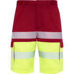 Bermuda bicolor multibolsos alta visibilidade 210 g/m2 Roly Lada cor vermelho primeira vista de uso