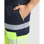 Bermuda bicolor multibolsos alta visibilidade 210 g/m2 Roly Lada cor azul-marinho vista detalhe 5
