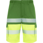 Bermuda bicolor multibolsos alta visibilidade 210 g/m2 Roly Lada cor amarelo fluorescente primeira vista de uso
