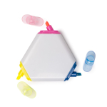 Marcador triangular 3 em 1 de plástico com 3 cores diferentes cor branco vista detalhe 2
