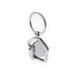 Porta-chaves metálico giratório em forma de casa com ampla área de marcação cor prateado vista detalhe 1