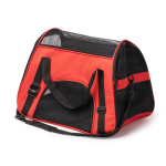 Mochila em RPET para animais com grelha e base reforçada cor vermelho primeira vista de uso
