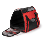 Mochila em RPET para animais com grelha e base reforçada cor vermelho vista detalhe 1