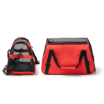 Mochila em RPET para animais com grelha e base reforçada cor vermelho vista detalhe 3