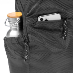 Mochila ecológica repelente à água com bolsos e fecho de correr 9'' cor preto vista detalhe 1