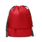 Mochila de cordões ajustável em poliéster 600D com bolso para calçado cor vermelho segunda vista
