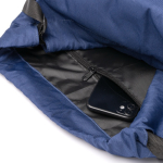 Mochila de cordões ajustável em poliéster 600D com bolso para calçado cor azul real vista detalhe 2