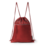 Mochila com cordões ajustáveis com bolso e faixa refletora cor vermelho segunda vista
