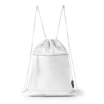 Mochila com cordões ajustáveis com bolso e faixa refletora cor branco segunda vista