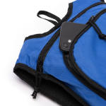 Mochila em RPET com faixa refletora e fechos de correr duplos cor azul-marinho vista detalhe 1