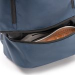 Mochila em pele sintética, bolso antirroubo e compartimento para calçado 9'' cor azul-marinho vista detalhe 3