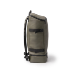 Mochila térmica em pele sintética com interior isotérmico e abertura cor verde-escuro terceira vista