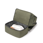 Mochila desportiva ecológica com compartimento para calçado e bolso frontal cor verde-escuro vista detalhe 2