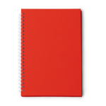 Bloco de notas A5 com argolas em plástico reciclado com folhas quadriculadas cor vermelho segunda vista