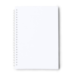 Bloco de notas A5 com argolas em plástico reciclado com folhas quadriculadas cor branco segunda vista