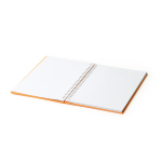 Bloco de notas A5 com argolas em plástico reciclado com folhas quadriculadas cor amarelo vista detalhe 2