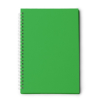 Bloco de notas A5 com argolas em plástico reciclado com folhas quadriculadas cor verde segunda vista
