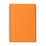 Bloco de notas A5 com argolas em plástico reciclado com folhas quadriculadas cor cor-de-laranja segunda vista