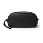 Necessaire em pele sintética com duplo compartimento e fecho de correr cor preto segunda vista