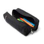 Necessaire de algodão reciclado com bolso exterior 300 g/m² cor preto vista detalhe 1