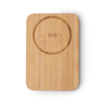 Bateria externa magnética sem fios em bambu com suporte 5.000 mAh cor natural segunda vista