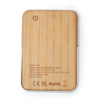Bateria externa magnética sem fios em bambu com suporte 5.000 mAh cor natural vista detalhe 4