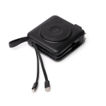 Bateria externa 3 em 1 com carregamento rápido sem fios 15W 10.000 mAh cor preto vista detalhe 2